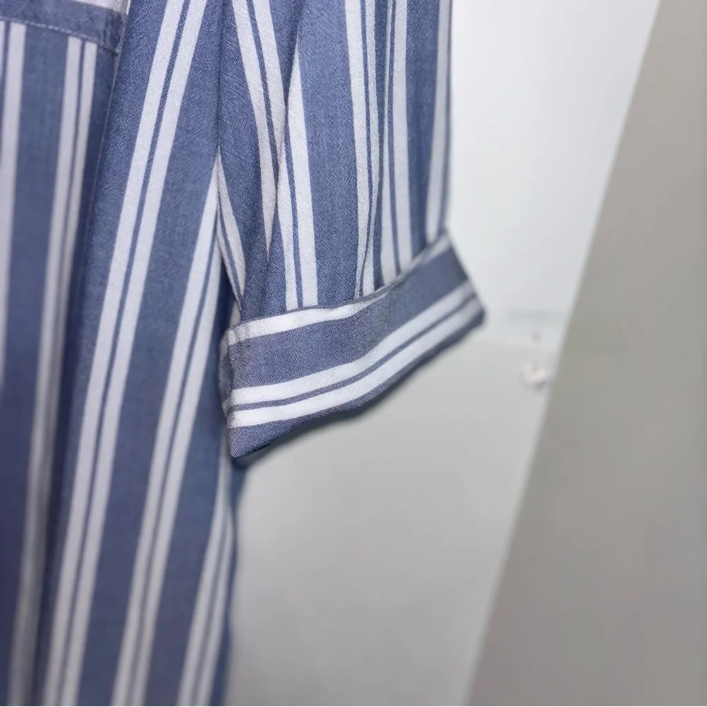 2/$30 Max Studio Sleepwear Women’s XL Blue White Striped Shirt Dress Buttons - Picture 4 of 10
